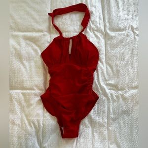 Red one piece swimsuit